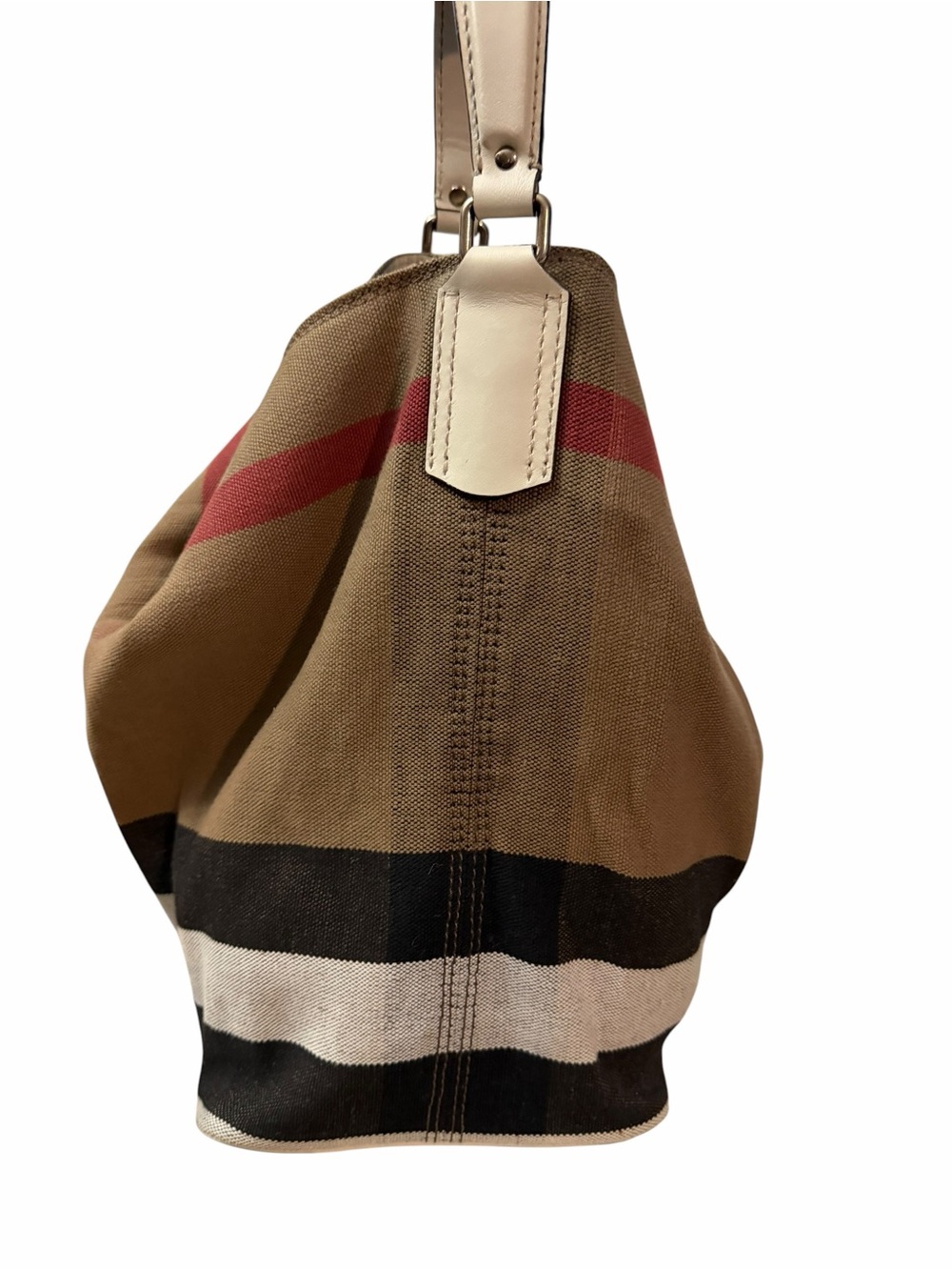 Burberry Medium Susanna Hobo White Canvas Check Bag w/ Crossbody Strap & Pouch - Picture 3 of 11